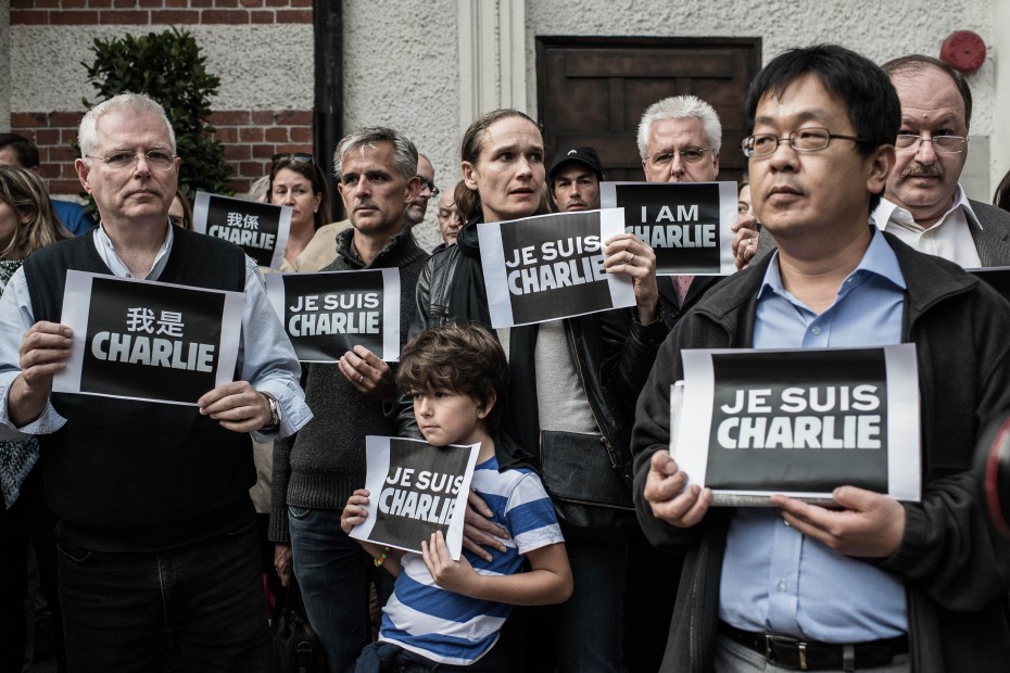 Mandarin and Cantonese versions were printed in Hong Kong, where journalists and members of the public stood in solidarity outside the Foreign Correspondent Club. -- Photo by AFP