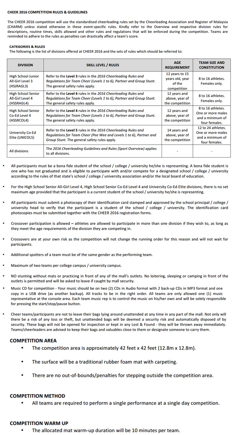 Cheer Competition Rules and Guidelines R.AGE R.AGE